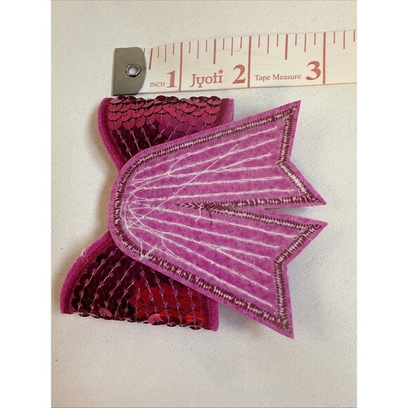 PINK SEQUIN DIMENSIONAL BOW Iron On Patch Applique Trims - Picture 8 of 12